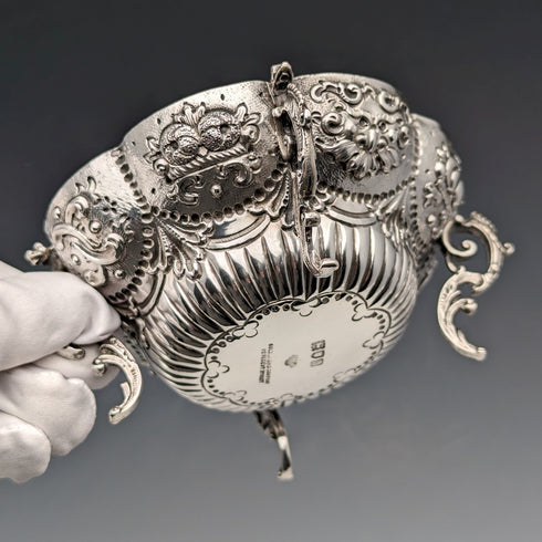 1903 British Antique Sterling Silver Stem Bowl 126g Goldsmiths & Silversmiths